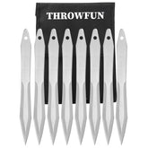 THROWFUN 4/8 Pack 9Cr17 stainless steel- 9.09''(length)  0.19''(thick) , throwing knives set  Full-Tang Throwing Set, with Nylon Sheath for Competition and Recreation Silvery Darts-FB-YF009
